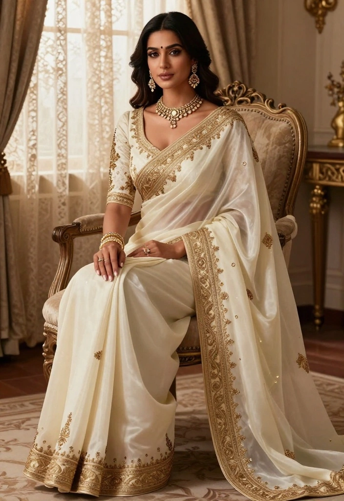 19 Photoshoot Ideas In Saree That Look Stunning - 3. Sitting Elegantly 1