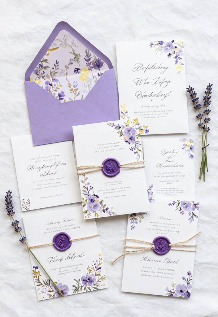19 Purple Bridal Shower Ideas That Radiate Royalty - 1. Lavender-Hued Invitations 1