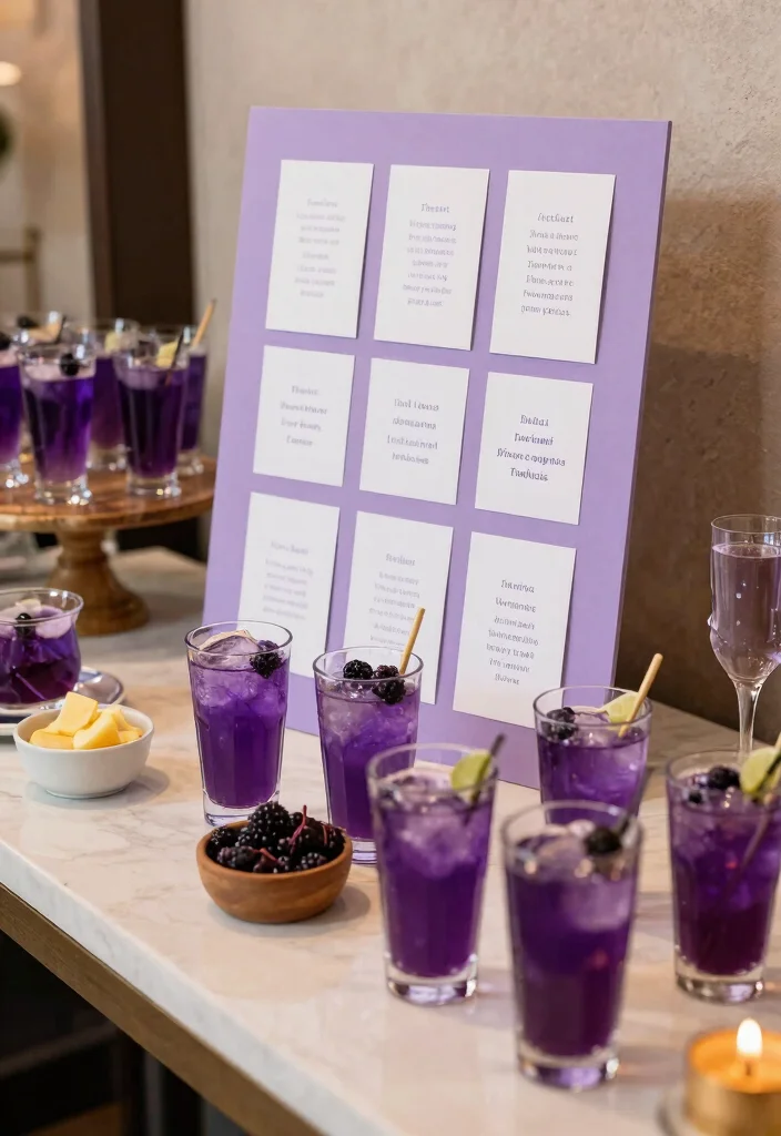 19 Purple Bridal Shower Ideas That Radiate Royalty - 17. Interactive Toast Station 1
