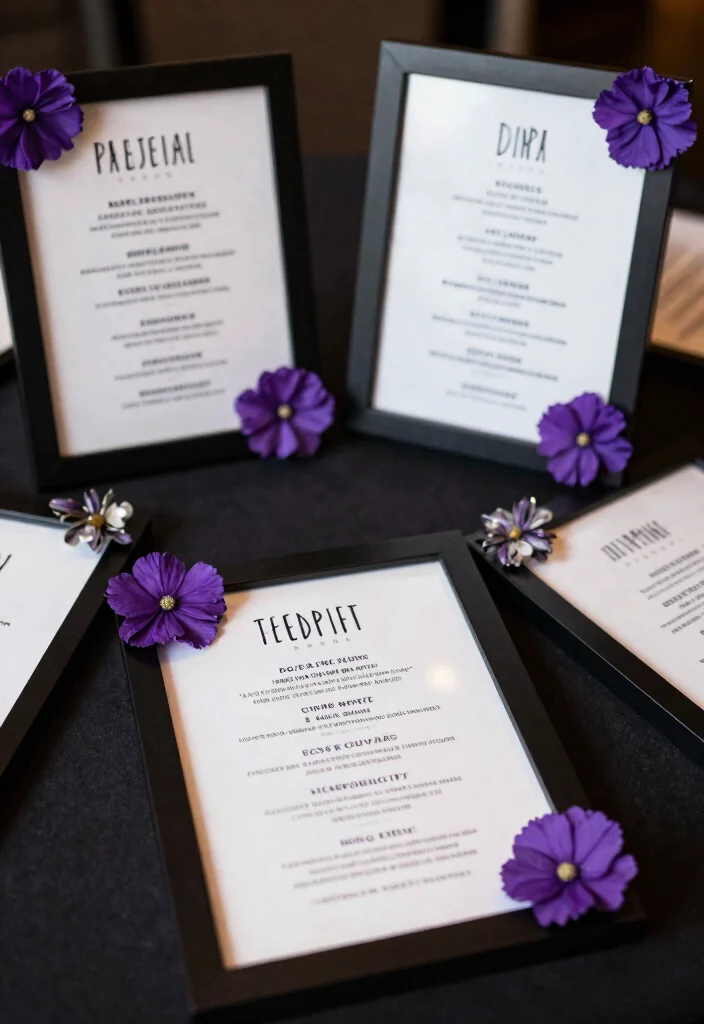 19 Purple Bridal Shower Ideas That Radiate Royalty - 18. Beautifully Framed Tables 1