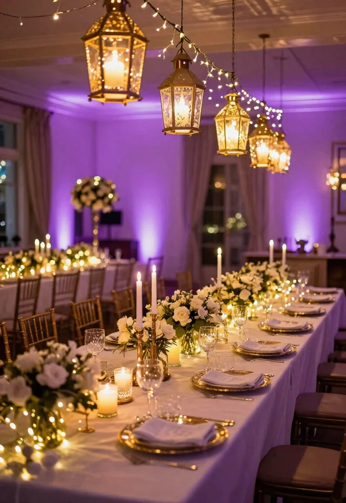 19 Purple Bridal Shower Ideas That Radiate Royalty - 19. Magical Lighting Effects 1