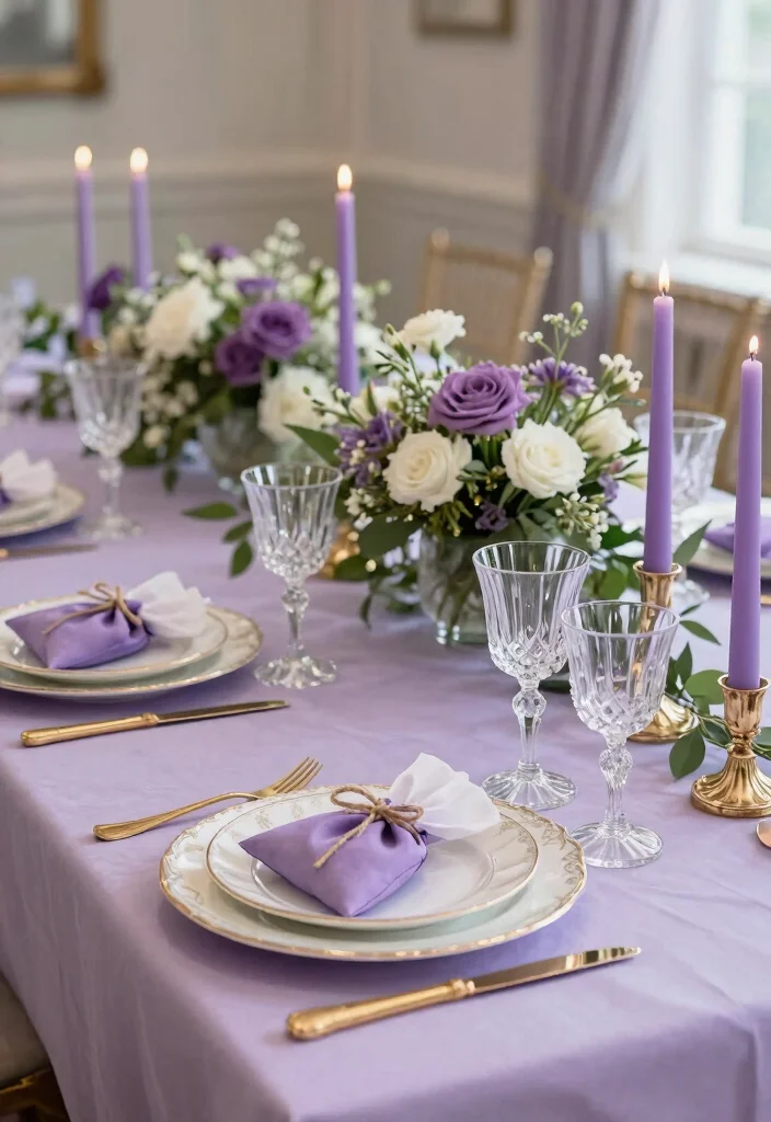 19 Purple Bridal Shower Ideas That Radiate Royalty - 2. Elegant Table Settings 1