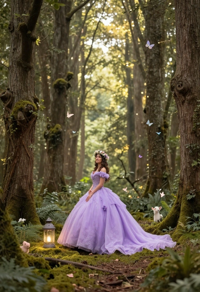 19 Quince Photoshoot Ideas That Feel Fun and Regal - 1. Enchanted Forest Dream 1