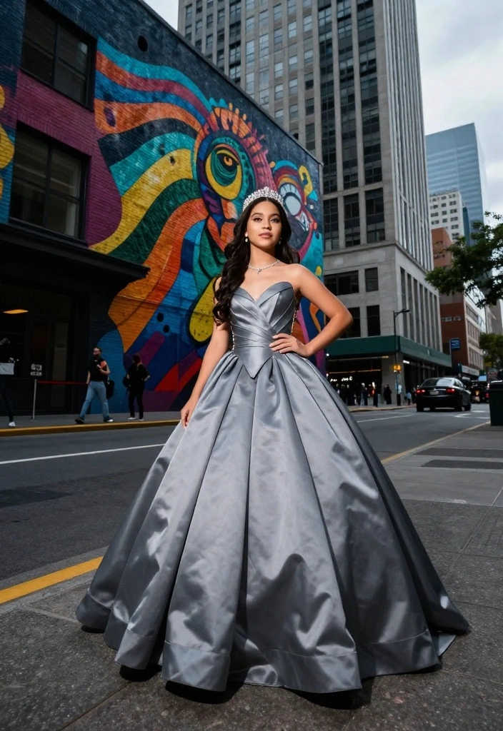 19 Quince Photoshoot Ideas That Feel Fun and Regal - 10. Urban Glam 1