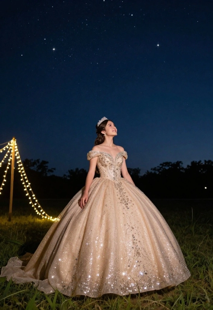 19 Quince Photoshoot Ideas That Feel Fun and Regal - 13. Under the Stars 1