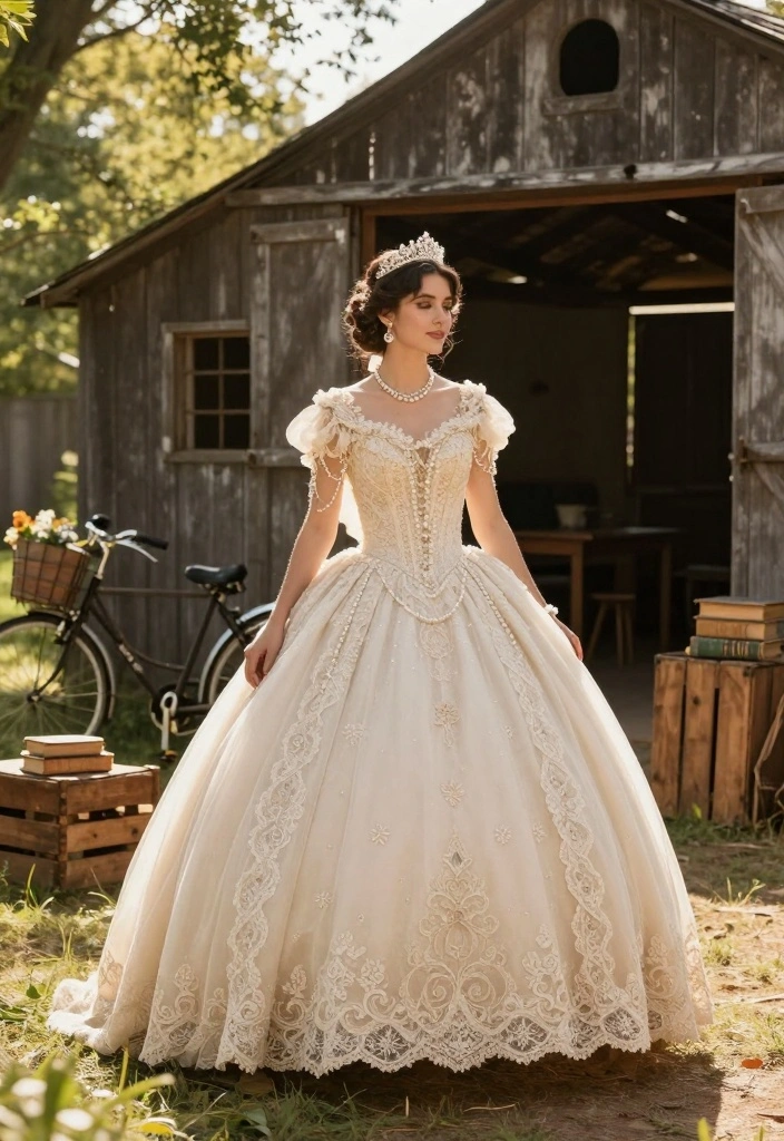 19 Quince Photoshoot Ideas That Feel Fun and Regal - 3. Vintage Charm 1