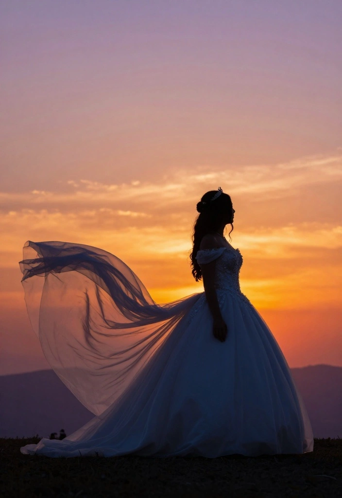 19 Quince Photoshoot Ideas That Feel Fun and Regal - 6. Majestic Sunset Silhouettes 1