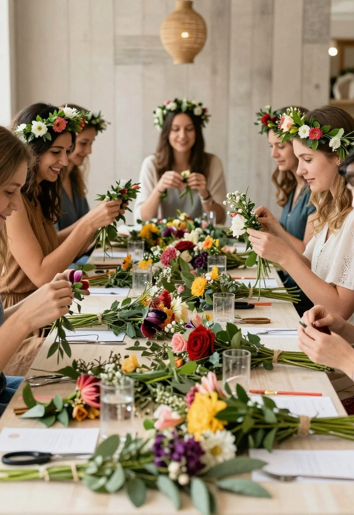 19 Rustic Bridal Shower Ideas Full Of Charm - 12. Floral Crown Making Station 1