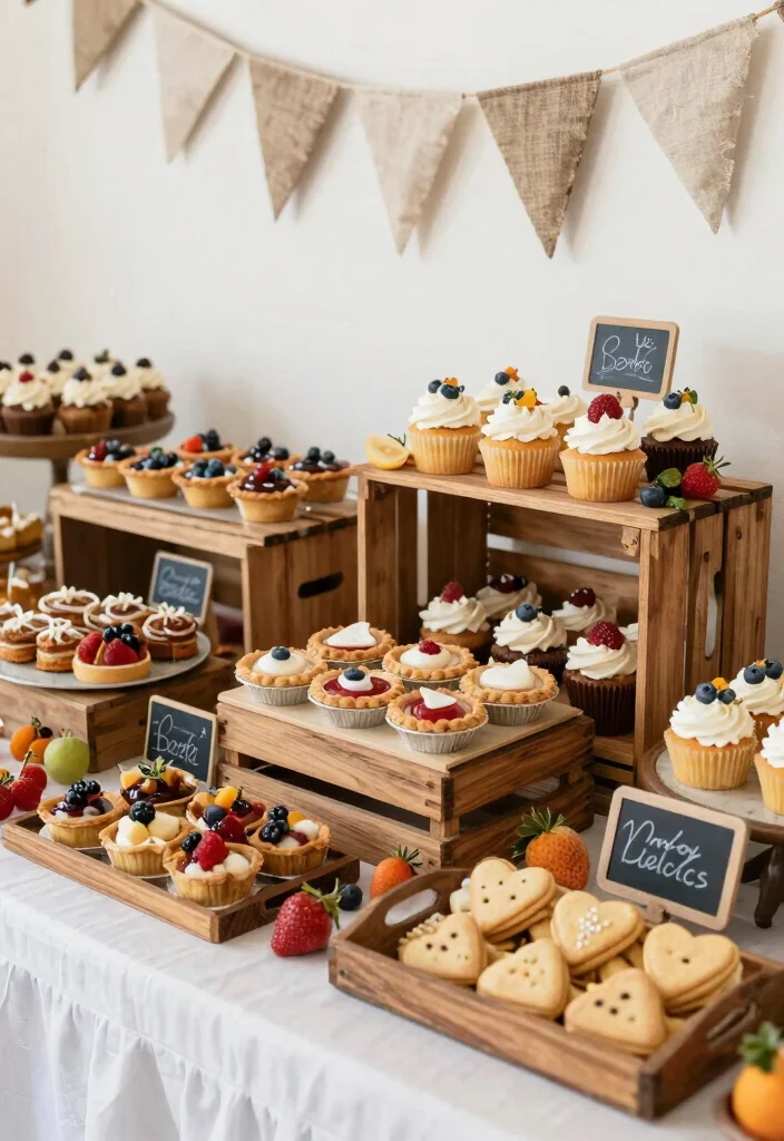 19 Rustic Bridal Shower Ideas Full Of Charm - 3. Country-Themed Dessert Bar 1