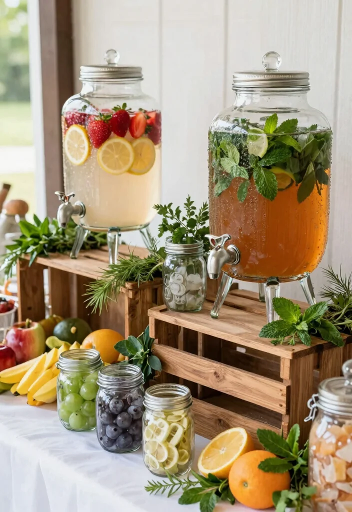 19 Rustic Bridal Shower Ideas Full Of Charm - 7. Themed Drink Stations 1