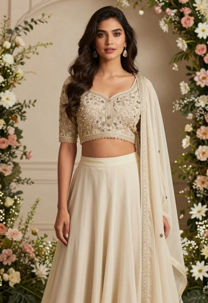 19 Sangeet Outfit Ideas That Shine On The Dance Floor - 9. Intricate Choli with Simple Skirt 1