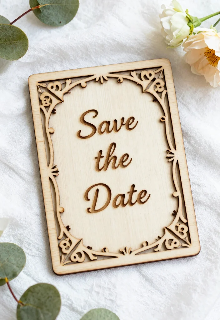 19 Save The Date Ideas That Feel Creative and Personal - 15. Ornate Wooden Save the Dates 1