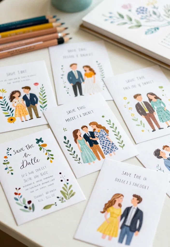 19 Save The Date Ideas That Feel Creative and Personal - 9. Custom Illustrated Cards 1