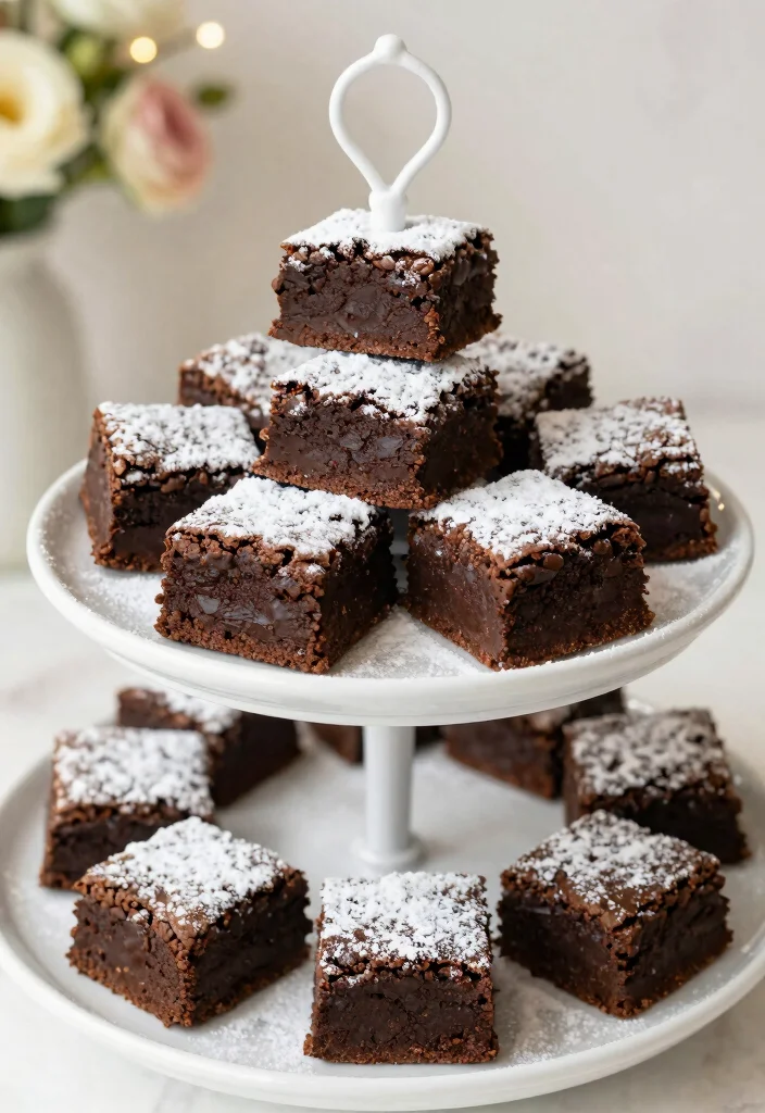 19 Wedding Dessert Table Ideas That Sweeten the Celebration - 11. Vegan Brownie Bites 1