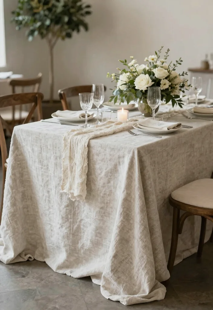 19 Wedding Entry Table Ideas That Make A Statement - 15. Eco-Friendly Linens 1
