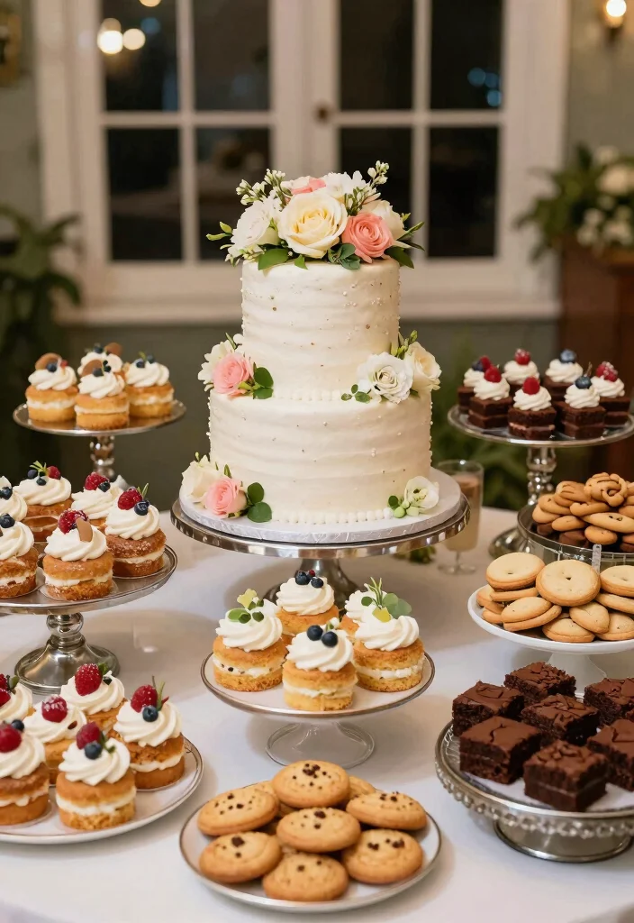 19 Wedding Grazing Table Ideas That Look Stunning - 19. A Toast to Love: Celebration Cake Grazing 1