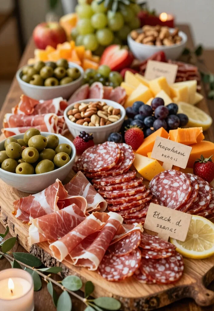 19 Wedding Grazing Table Ideas That Look Stunning - 3. Charcuterie Wonderland: Variety of Meats 1