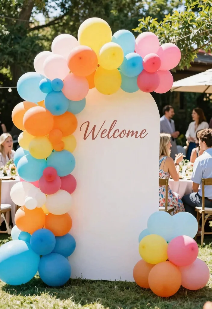19 Wedding Welcome Board Ideas That Greet Guests Beautifully - 10. Whimsical Balloon Welcome Sign 1