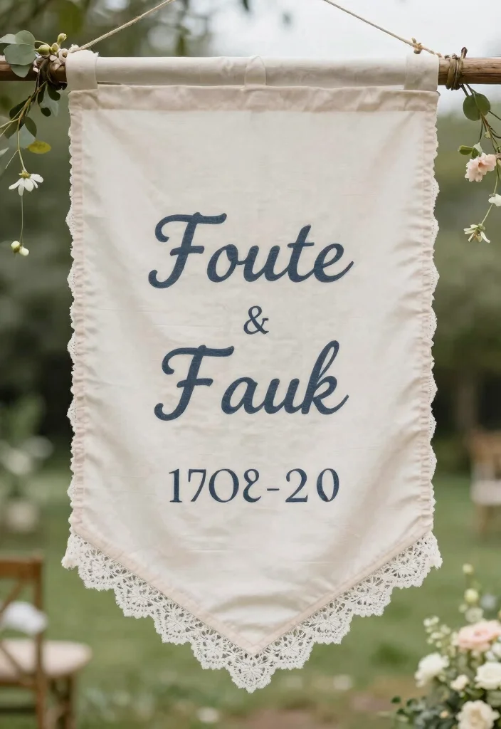 19 Wedding Welcome Board Ideas That Greet Guests Beautifully - 11. Customized Fabric Banner 1