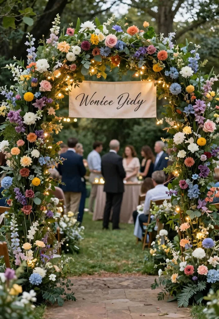 19 Wedding Welcome Board Ideas That Greet Guests Beautifully - 5. Floral Archway Welcome 1