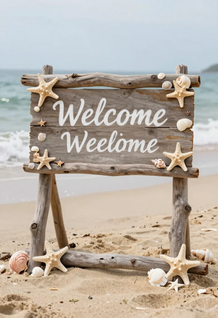 19 Wedding Welcome Board Ideas That Greet Guests Beautifully - 7. Beach-Inspired Welcome Board 1