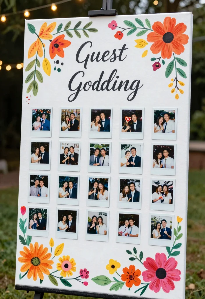 19 Wedding Welcome Board Ideas That Greet Guests Beautifully - 8. Polaroid Guest Greeting Board 1