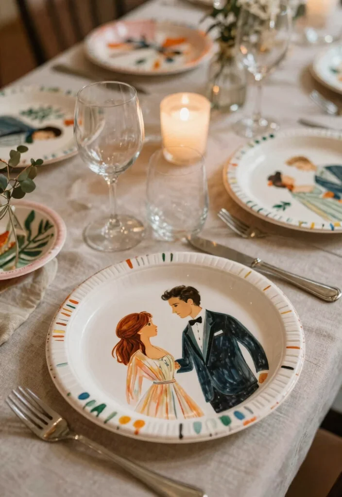 12 Disposable Wedding Table Settings That Look Like Real China - 12. Artistic Hand-Painted Plates 1