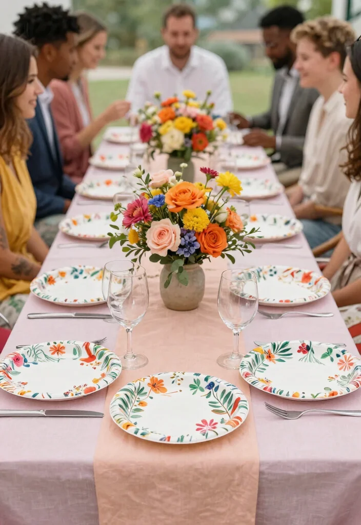 12 Disposable Wedding Table Settings That Look Like Real China - 4. Floral Patterned Plates 1