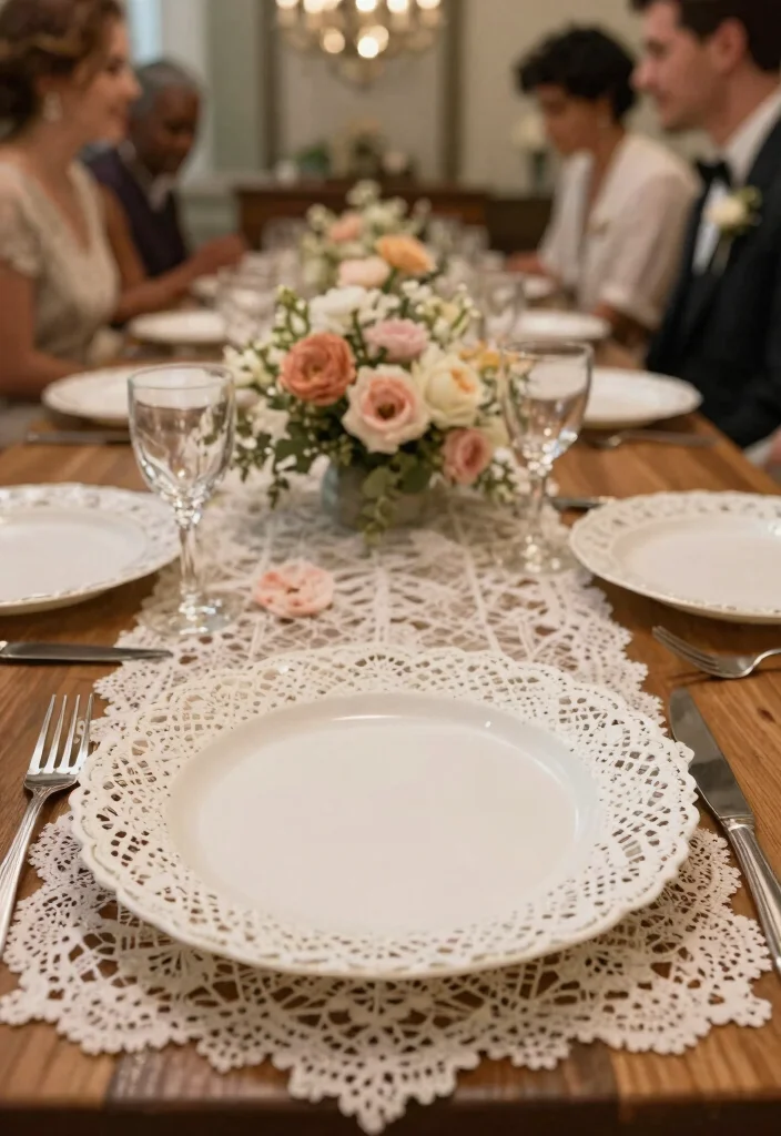 12 Disposable Wedding Table Settings That Look Like Real China - 6. Vintage-Inspired Lace Plates 1