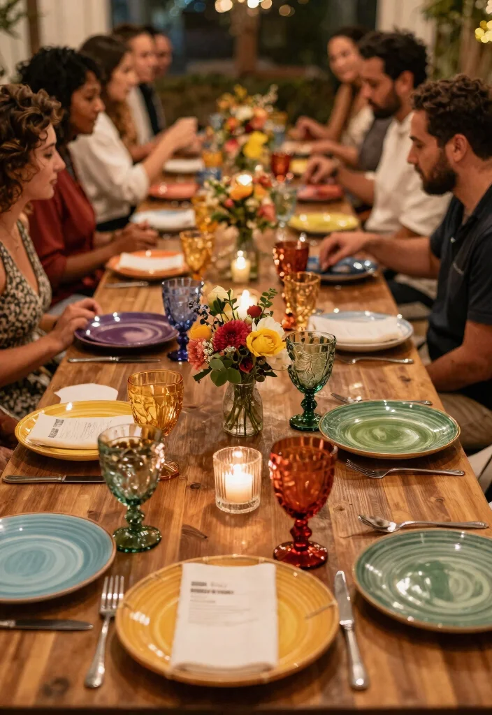 12 Key Wedding Table Decor That Photographs All Night Long - 10. Colorful Dishes and Glassware 1