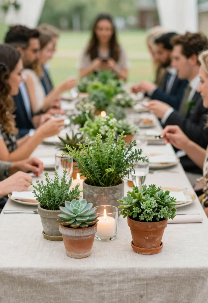 12 Key Wedding Table Decor That Photographs All Night Long - 2. Living Plant Arrangements 1
