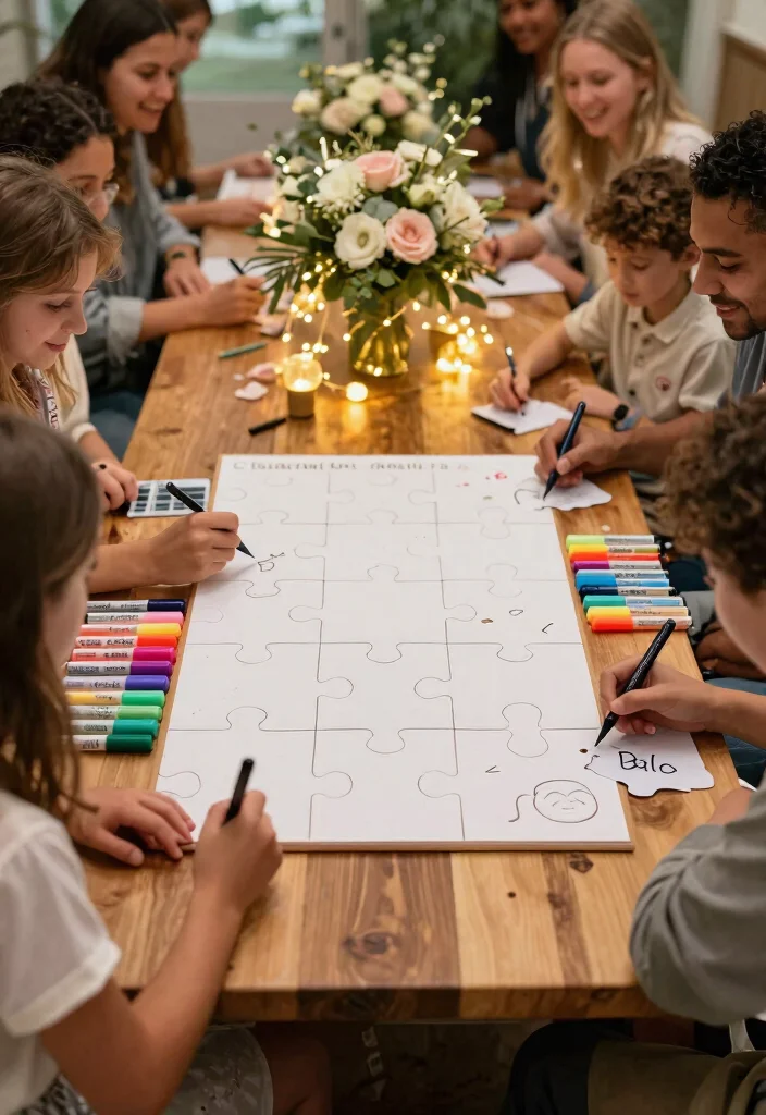 12 Wedding Guest Book Table Ideas That Get Every Guest to Sign - 2. Custom Puzzle Guest Book 1