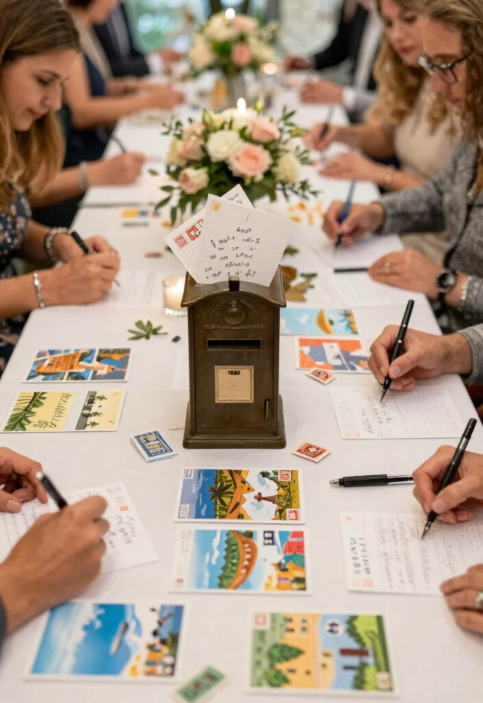 12 Wedding Guest Book Table Ideas That Get Every Guest to Sign - 4. Postcard Guest Book 1