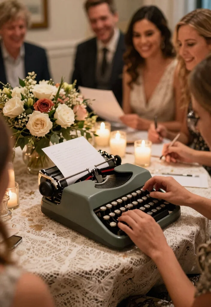 12 Wedding Guest Book Table Ideas That Get Every Guest to Sign - 5. Vintage Typewriter Station 1