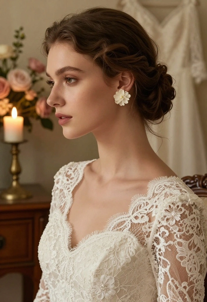 12 Wedding Jewelry Earrings That Don't Clash With Your Dress - 2. Vintage-Inspired Floral Studs 1