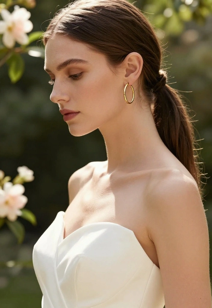 12 Wedding Jewelry Earrings That Don't Clash With Your Dress - 3. Minimalist Gold Hoops 1