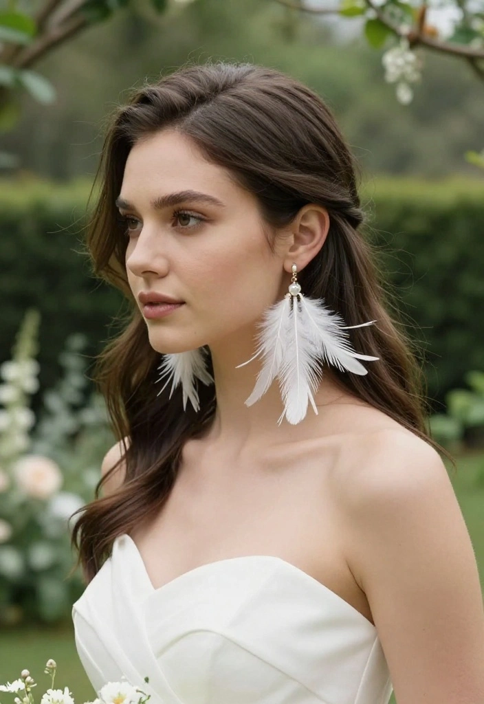 12 Wedding Jewelry Earrings That Don't Clash With Your Dress - 7. Bohemian Feather Accents 1