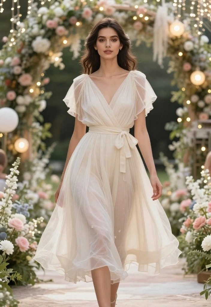 14 Black Tie Wedding Guest Outfit Ideas That Don't Require Tailoring - 11. Ethereal Tea-Length Dress 1