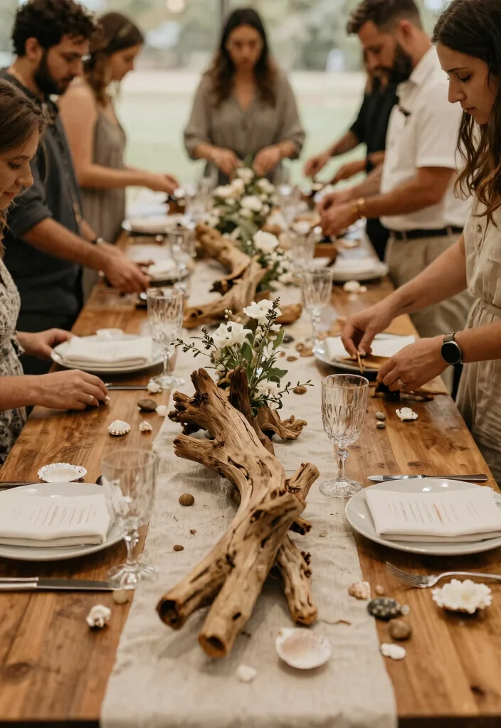14 DIY Wedding Table Decorations That Don't Look Homemade - 3. Driftwood Table Decor 1