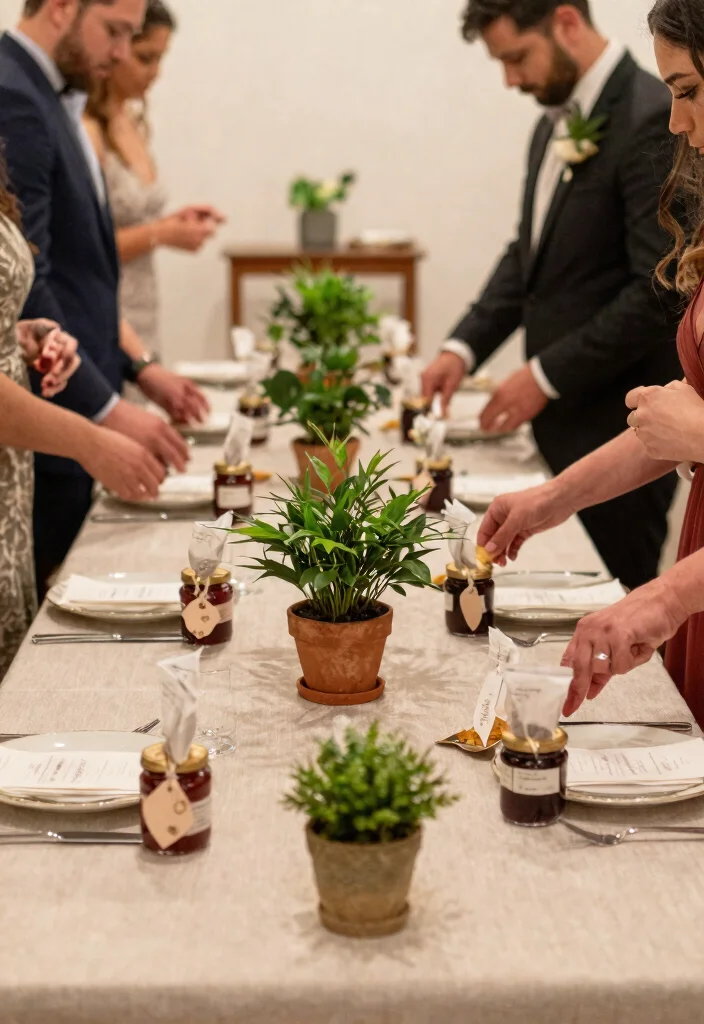 14 DIY Wedding Table Decorations That Don't Look Homemade - 8. Creative Guest Favors as Decor 1