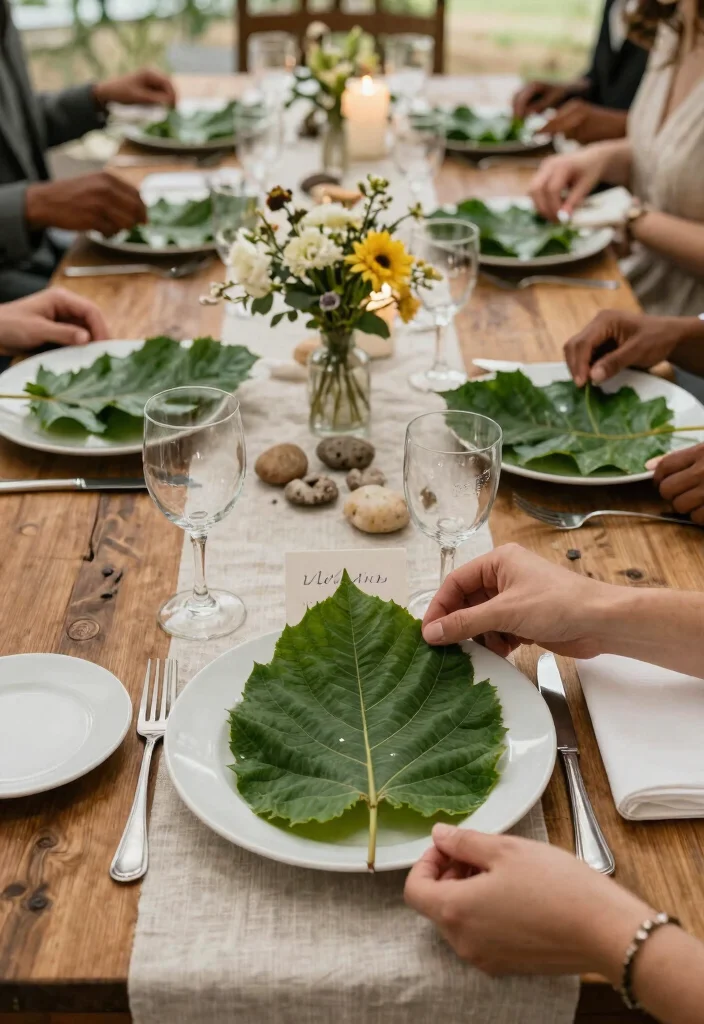 14 DIY Wedding Table Decorations That Don't Look Homemade - 9. Eco-Friendly Table Decor Using Leaves 1