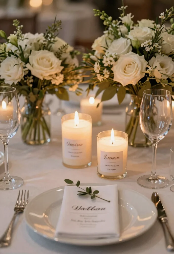 14 Flameless Candle Wedding Centerpieces That Stay Lit All Night - 14. Personalized Candles with Custom Labels 1