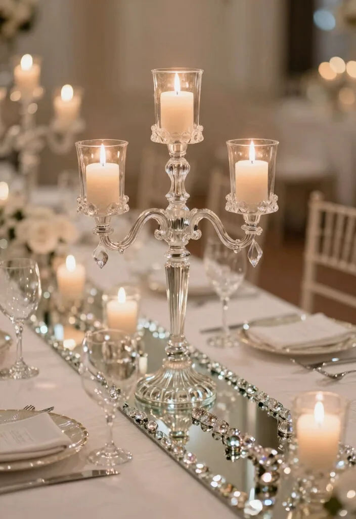 14 Flameless Candle Wedding Centerpieces That Stay Lit All Night - 2. Glamorous Crystal Accents 1