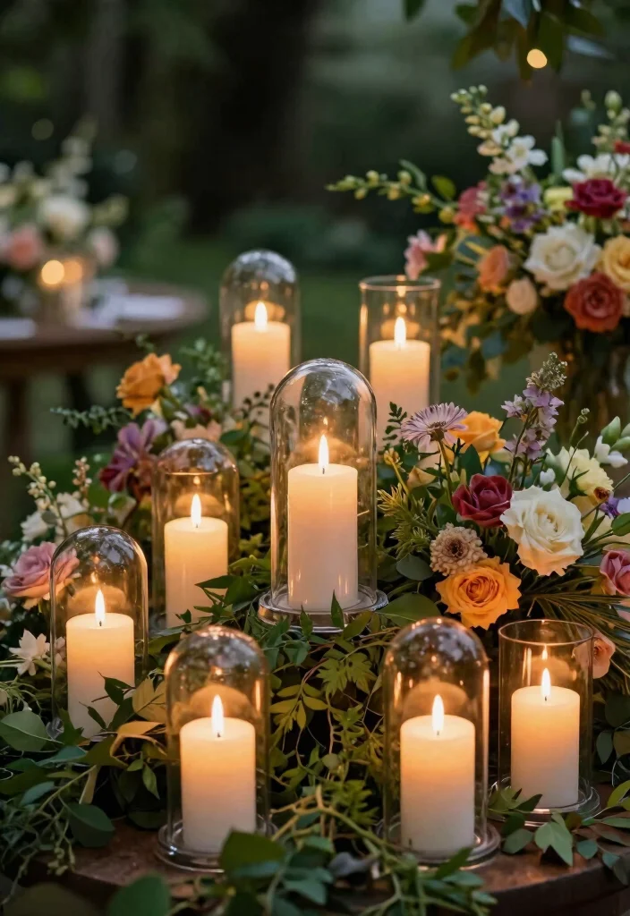 14 Flameless Candle Wedding Centerpieces That Stay Lit All Night - 4. Enchanted Garden Inspiration 1