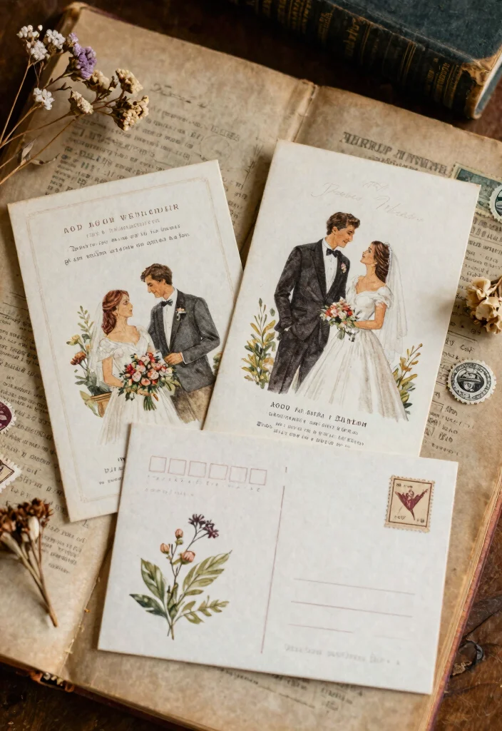14 Original Wedding Invitations That Don't Look Pinterest-Copied - 6. Vintage Postcard Invitations 1