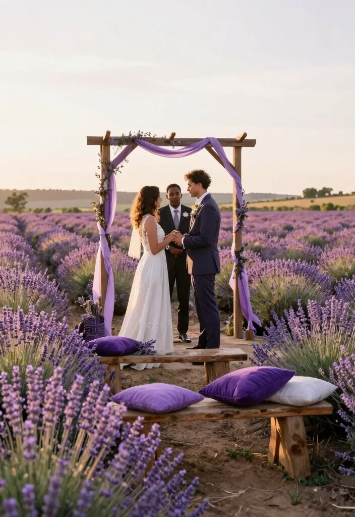 14 Purple Wedding Backdrop Ideas That Hold Through the Last Dance - 1. Ethereal Lavender Fields 1