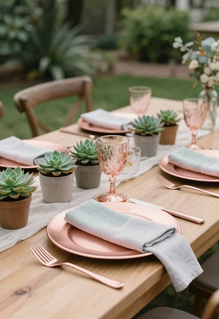 14 Rose Gold Wedding Decorations That Won't Clash With Venue - 1. Rose Gold Table Settings 1