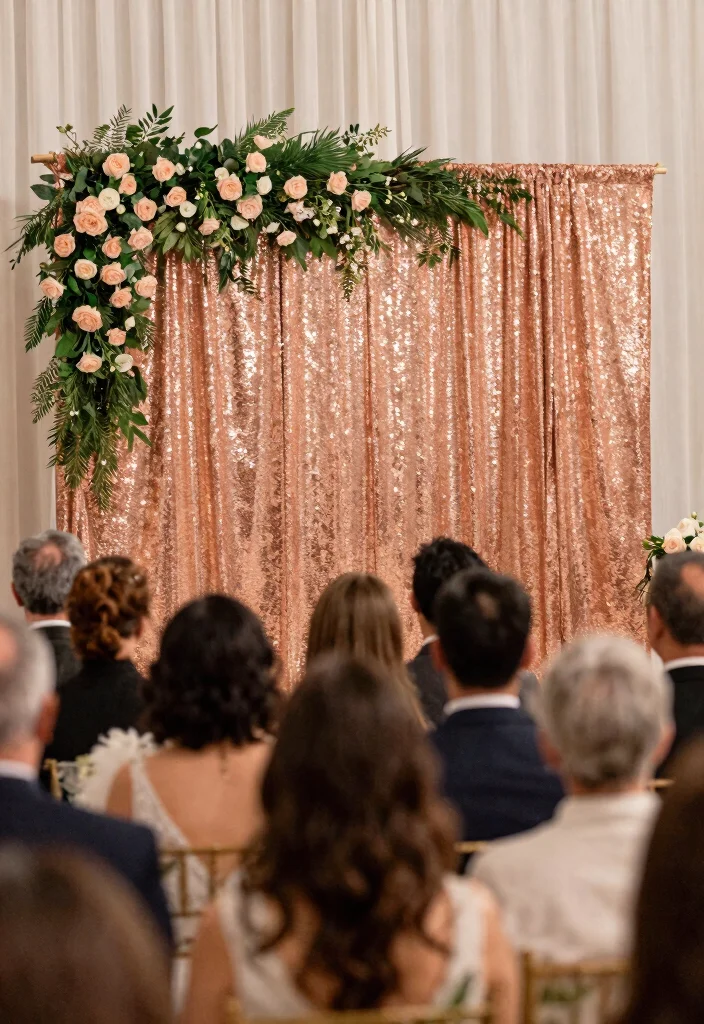 14 Rose Gold Wedding Decorations That Won't Clash With Venue - 4. Rose Gold Backdrops 1