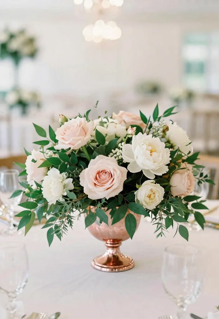 14 Rose Gold Wedding Decorations That Won't Clash With Venue - 5. Rose Gold Floral Arrangements 1