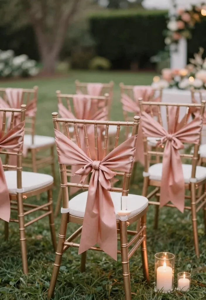 14 Rose Gold Wedding Decorations That Won't Clash With Venue - 7. Rose Gold Chair Accents 1